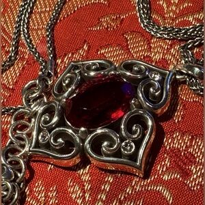 Brighton Alcazar Blaze Red Crystal Silver Plated necklace